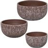 DRW Set di 3 vasi in ceramica in verde marrone 20 x 20 x 11,5 cm