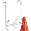 InterDesign iDesign Ganci Appendiabiti da Porta in Metallo con 3 Ganci Doppi, per Giacche, Cappelli, Sciarpe o Foulard, Argento