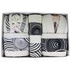 CREAZIONI FERLEN Completo Bagno Set Asciugamani Accappatoi Girandola 0706 Panna-Nero 50-54