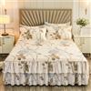 Morbuy 3 Pezzi Set Gonna da Letto per Singolo Matrimoniale e Una Piazza e Mezza Elasticizzata Copriletto con Volant Coprirete per Letto Lenzuola con 2 Federe (120x200cm,Stile 6)