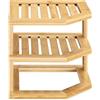 Navaris Mensola da Muro Angolare 3X Scaffali Doghe in Legno - Mobile Bagno ad Angolo 25,5x25,5x24cm - Scaffale Cucina - Mensole Camera da Letto bambù