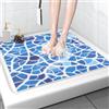 MACUNIN Tappetino da doccia antiscivolo 80 x 80 cm: tappetino da bagno morbido e confortevole con fori di scarico, in PVC Luffa massaggio, tappetino antiscivolo per la doccia, per anziani