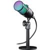 Defender Microfono da gioco PC RGB con supporto, Defender®, per streaming Podcast Studio, microfono USB per PC, con jack per cuffie da 3,5 mm, microfono da tavolo compatibile con Windows MacOS Laptop Desktop..