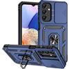 XINYEXIN Cover per Samsung Galaxy A55 5G, Custodia con Protezione Fotocamera [360° Magnetica Anello Supporto] Hard PC y TPU Silicone Antiurto Custodie - Blu scuro