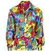 Amakando Maglietta a Fiori da Uomo Camicia Colorata da Hippy XXL 56 Top Hippie per Uomini t-Shirt Anni '60 e '70 Blusa da Ragazzo con Motivo Floreale Look carnevalesco