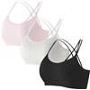 FEOYA 2/3/4/6 Confezione da 6 reggiseni sportivi da bambina, con bustino in cotone imbottito e traspirante, reggiseno da allenamento per bambini da 8 a 16 anni, A-nero+grigio+rosa, 12-14 anni