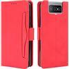 HualuBro Cover per ASUS Zenfone 7 PRO, Flip Cover a Libro in Premium PU Pelle Magnetica Antiurto Case Portafoglio Custodia per ASUS Zenfone 7 PRO ZS671KS Cover - Rosso