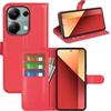 Fertuo Cover per POCO M6 Pro 4G / Xiaomi Redmi Note 13 Pro 4G, Custodia Portafoglio Cover a Libro in Pelle Flip Case con Silicone Bumper, Fibbia Magnetica, Porta Carte, per POCO M6 Pro 4G, Rosso