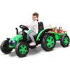 COSTWAY Trattore Elettrico per Bambini con Rimorchio, 2 in 1 Go Kart e Trattore per Bambini 3-8 Anni, con Telecomando e Cintura di Sicurezza a 2 Punti (Verde)