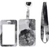 AIBAOBAO Porta Badge, Porta Badge da Collo, Portabadge con Cordino Fibbia a Scomparsa per ID Cards e Cellulare, per Ufficio Scuola Infermiera Medico Donna Uomo (Marmo Nero)