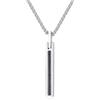 COAI Collana Acciaio Uomo, Collana Catena Uomo con Ciondolo Barra con Zirconia Cubica 60cm