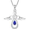 FJ Collana Angelo Custode Donna Argento 925 Collana con Ciondolo Settembre Pietra Portafortuna Spinello Blu Gioielli Regalo per Donna