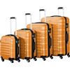 Zelsius Set di valigie Zelsius 4 pezzi, arancione | Valigia rigida in ABS con chiusura a combinazione, 4 ruote e divisorio interno | Valigia a mano, set di valigie rigide 4 pezzi, trolley, valigia grande