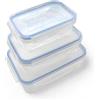 Ecoplast | Superlock Kit Contenitori Plastica con Coperchio, Contenitore Ermetico per Alimenti Rettangolare, Trasparente
