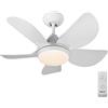 BAKAJI Ventilatore Lampadario da Soffitto 5 Pale in ABS con Lampada Plafoniera 60 LED 20W in PMMA 3 Velocità Inversione Rotazione Funzione Timer Luce Cambio Colore e Telecomando Diametro 76cm, Bianco