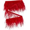 GORGECRAFT 3m di Frange di Piume di Struzzo 10-15cm di Larghezza Soffici Piume di Struzzo Passamanerie con Nastro di Raso per Lavori di Cucito Fai da Te Costumi di Carnevale Abiti di Scena, Rosso