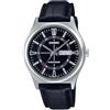 Casio MTP-V006L-1C Orologio analogico da uomo con cinturino in pelle, 24 ore, quadrante nero con indici e data, 3 lancette, nero, Casual