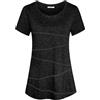 iClosam T-Shirt Palestra Donna Maglia Maniche Corte Corsa Asciugatura Rapida Top Elastico Magliette Fitness Yoga Tee A1-Nero,S