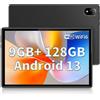 DOOGEE U10 Tablet 10 Pollici Android 13 9GB RAM + 128GB ROM/TF 1TB Quad-Core 2.0 GHz, Tablet in Offerta Bluetooth 5.0 | WiFi-6 | 5060mAh | 1280 * 800 | 5MP+8MP Tablet PC, Luce Blu Bassa, Grigio