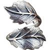 ForFox Anello di foglie in argento sterling 925 solido nero per donna regolabile