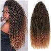 Generic 3 Pacchi 28 Pollice Brazilian Trecce Deep Wave Crochet Capelli ricci Sintetici Afro Wave Braiding Estensioni dei Capelli (28 T30#)