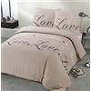 Vision - Parure copripiumino in flanella Love Taupe - copripiumino 260 x 240 cm con 2 federe assortite 65 x 65 cm - 100% cotone