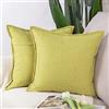 Madizz 2 Pezzi Lino Copricuscini Morbido Decorativo Fodere per Cuscino Lusso Stile per Divano Camera da Letto 55x55 cm Giallo Verde