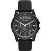 Armani Exchange Orologio cronografo da uomo, cassa in acciaio inossidabile nera con cinturino in silicone, AX1326