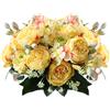 linhaida Fiori artificiali, 2 Peonie artificiali in seta falsificata, ortensia, mazzo di fiori realistici, garofano, decorazione da tavolo, bouquet di nozze per feste e decorazioni per la casa (giallo)