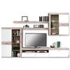 Forte NEWFACE Forte Zumba Mobile da Soggiorno con 2 Ante, 1 Anta in Vetro, 2 cassetti e 1 ribalta Inclusa Illuminazione LED, in Legno, Rovere Sabbia/Bianco, 300 x 41 x 200,90 cm