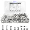 SHUIYUE 150 Set Di Viti Chicago Per Rilegatura,Kit Di Rivetti A Vite, 4/5/6/8/10/12/15/18mm Bottoni Per Artigianato In Pelle Fai Da Te Per La Riparazione Di Borse, Artigianato, Collare, Cintura(Argento)