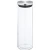 DRW Barattolo da cucina in vetro borosilicato da 1650 ml e coperchio in acciaio inox 10 x 10 x 30 cm