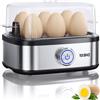 YASHE Cuociuova, 400W Cucitore di Uova Compatto Multifunzione, 6 uova facili da Sbucciare, Morbide, Medie, Dure, Poached, Omelet maker, Vaporiera, Segnale Acustico, Luce Indicatrice
