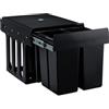Relaxdays Pattumiera Estraibile con 4 Secchi, Bidoni Raccolta Differenziata Sotto Lavello, 4x 8 l, 35,1x34,3x48 cm, nero