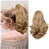 Cybelleza 30cm Coda Capelli Extension Coda di Cavallo Ricci Estensioni per Capelli Mossi Lunghi Corti Extension Clip Sintetici Ponytail Claw Posticci Ondulati, Biondo sabbia/biondo naturale