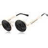 KINGSEVEN Occhiali da sole rotondi uomo polarizzati classici retrò gotici steampunk occhiali da sole rotondi con protezione UV, Oro grigio., 47