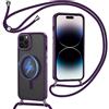 XTCASE Cover Magnetica per iPhone 14 Pro con Cordino, [Compatibile con MagSafe] Ultra Sottile Custodia Traslucida Opaca Retro Resistente ai Graffi Paraurti in TPU Antiurto Protettiva Case, Viola