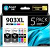 Smart Ink Compatibile Cartuccia d'inchiostro In sostituzione di 903XL 903 XL (2 BK XL & /C/M/Y XL 5 Combo Pack) con tecnologia chip avanzata per la ricarica delle OfficeJet 6950 6960 6970