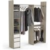 Demeyere Kit Spogliatoio Allungabile ad Angolo Aperto e Modulare 3 Cassetti 3 Barre per Armadio, 199.7 x 43.9 x 218.3 cm