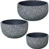 DRW Set di 3 vasi in ceramica in nero antracite 20 x 20 x 11,5 cm