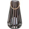 DRW Lampada lanterna solare da tavolo o pavimento in legno e metallo scuro e nero con candela LED 21x21x42 cm