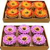 Dekohelden24 Dekohelen24 Set di 12 Lumini a Forma di Gerbera, Candela da Tavolo di Fiori Gialli e Viola, Dimensioni 4 x 3 x 4 cm