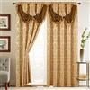 Elegant Comfort Set di 2 tende effetto jacquard con mantovana a cascata attaccata, 137 x 213 cm, oro/cammello