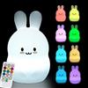 Glinrui Grande Luce notturna per bambini coniglio LED lampada Camera da letto Lampada allattamento in Silicone luce di decompressione - Luminosità e Colore Regolabile/Impostazioni orario - Grande