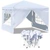 Baroni Home Gazebo da Giardino 3x3 m con 4 Pareti Laterali con finestre, Tenda da esterno per eventi, feste e uso commerciale, Impermeabile, Pieghevole, Bianco