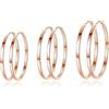 Bewenda Orecchini a cerchio in argento 925, grandi, in argento sterling 925, ipoallergenici, grandi orecchini a cerchio, diametro 40/50/60 mm, a cerchio rotondo, Oro rosa, Nessuna pietra preziosa