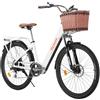 cysum cityrun bicicletta elettrica, 20'' 26'' Bici Elettrica per adulto uomo donna, 250w motore 25km/h, E-Bike con batteria al litio 36v 10ah (bianco-26)