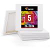 Zenacolor Set di 5 Tela per Dipingere 20x20 - Telaio di Legno 100% Cotone 340GSM - Tele per Dipingere per Colori Acrilici Pittura, Ad Olio, Tempera - Tele da Dipingere per Artisti