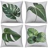 ASDCXZ Set di 4 federe per cuscino 40x40 cm, moderne e semplici foglie verdi e bianche per divano, cuscini decorativi, federe per cuscini lavabili in poliestere lino, tessuto per esterni, imbottitura