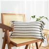 LIGICKY - Federa decorativa per cuscino in stile bohémien, rettangolare, in cotone, motivo a righe, per divano, camera da letto, soggiorno, 30 x 50 cm, colore: nero e bianco